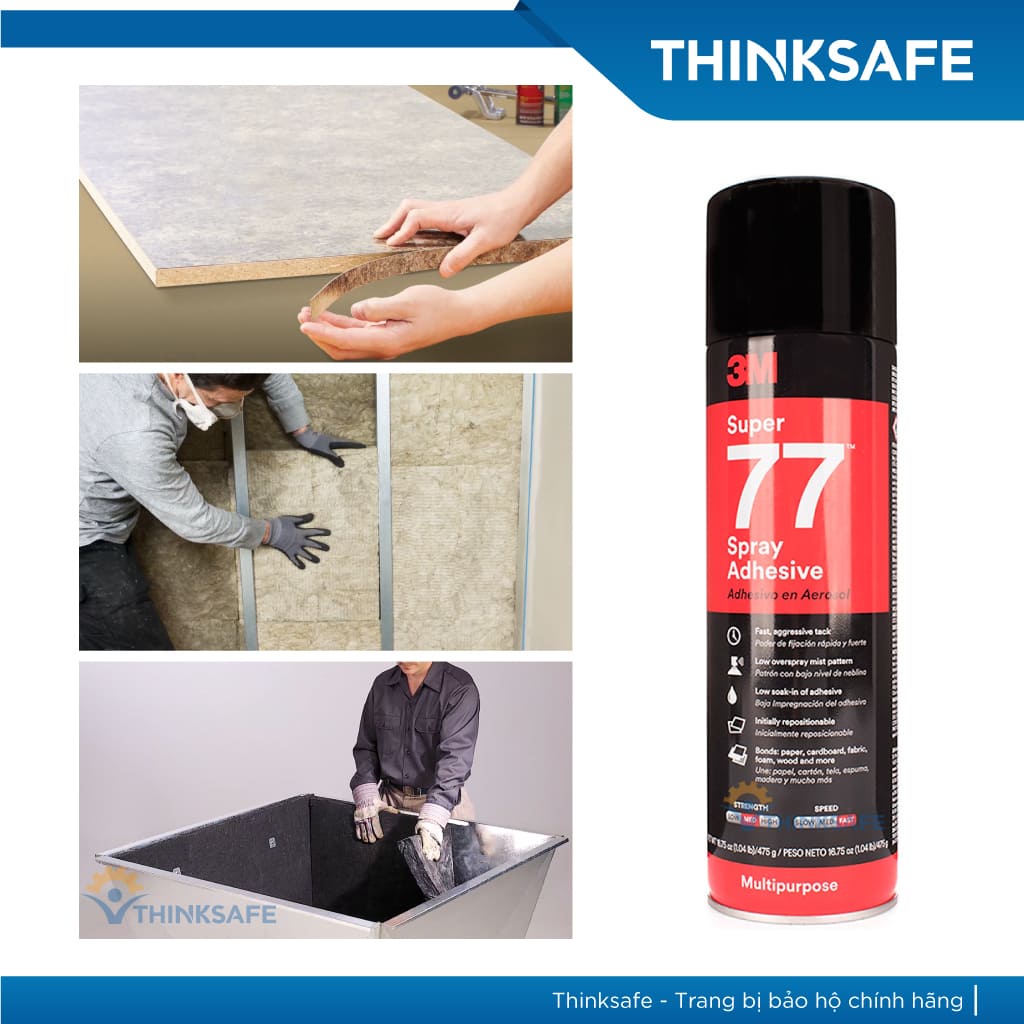 Keo xịt đa năng 3M Super 77 sử dụng linh hoạt, khô nhanh, chuyên dùng dán tranh, dán tường mica Keo xịt 3M - THINKSAFE