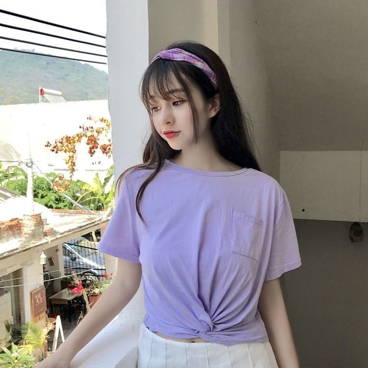 Áo Croptop Lưng Cao Xinh Xắn Theo Phong Cách Hàn Quốc 2021