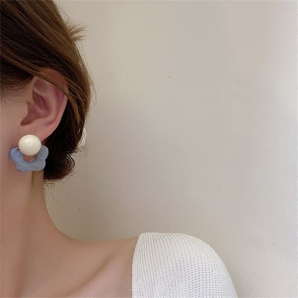 Khuyên tai dạng hạt tròn họa tiết hoa thời trang Hàn Quốc sành điệu cho nữ