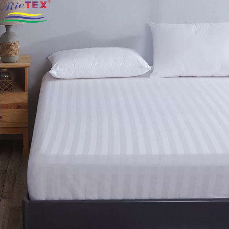 Bộ Drap Cotton RIOTEX Trắng Sọc 3 Phân Kích Thước 1m/m2/m4/m6/m8/2m2