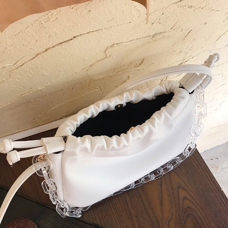 Túi Kẹp Nách Chuỗi Acrylic Kết Hợp Đeo Chéo Đeo Vai Da Pu Cao Cấp Mềm Mại Nhỏ Xinh Cá Tính Thời Trang Nữ Tính