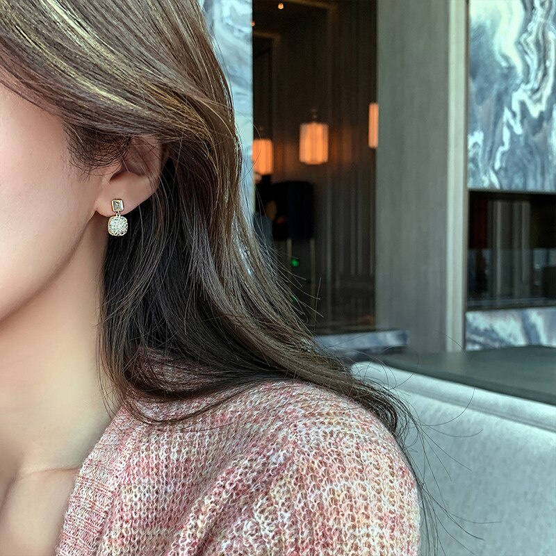 Set khuyên tai mini đính đá zircon thời trang sang trọng dành cho nữ