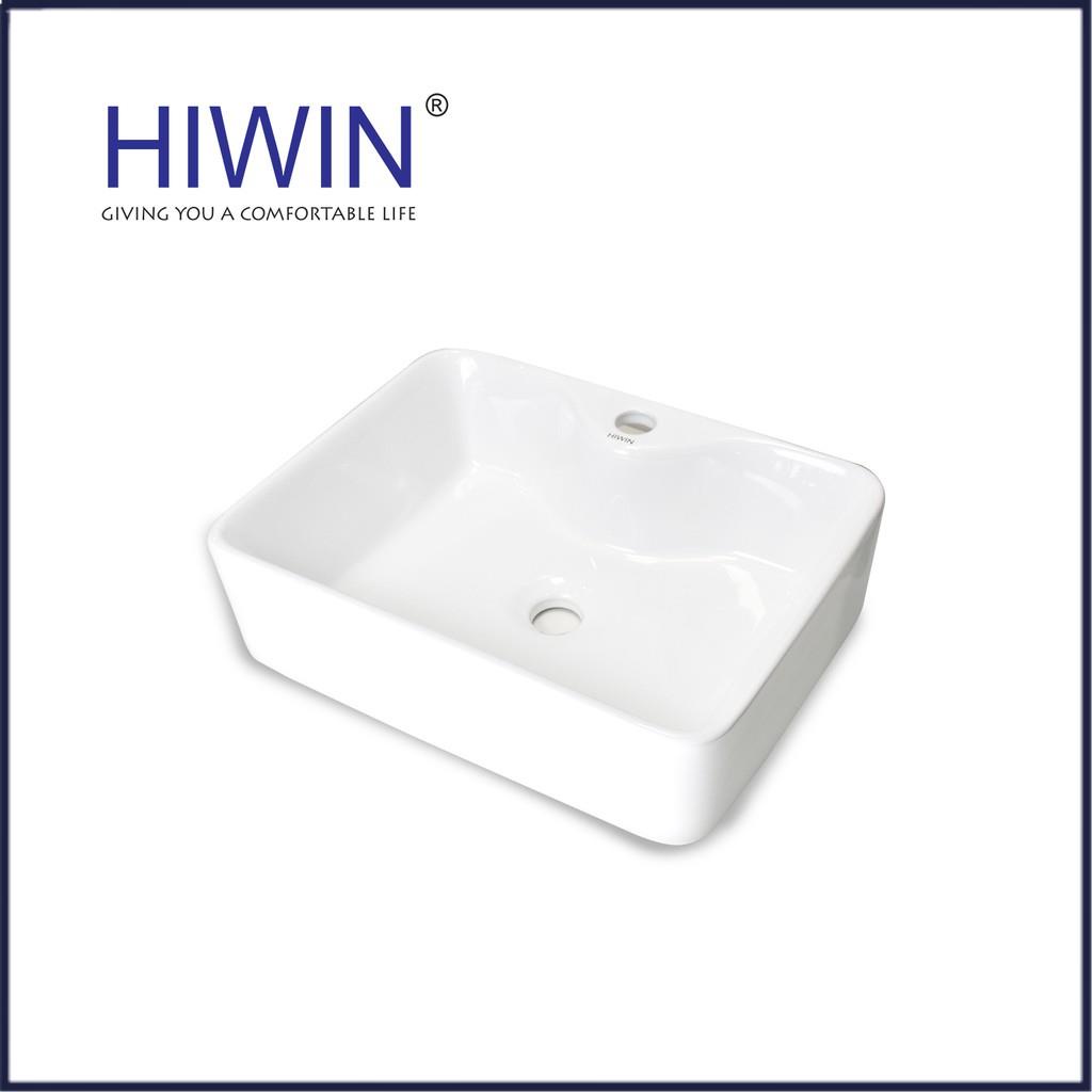 Chậu rửa mặt lavabo đặt bàn trắng sứ cao cấp dáng chữ nhật HIWIN LP-8072A