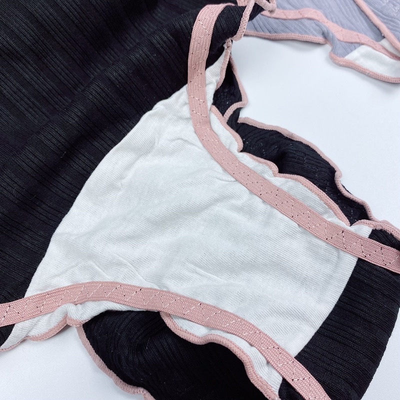 Set 5 Quần Lót Nữ Cotton Đính Nơ Viền Hồng Siêu Co Giãn S99