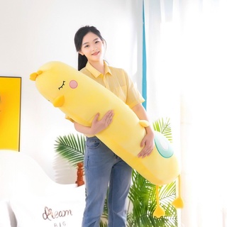 gấu bông gối ôm vit vàng cute khổng lồ, thú nhồi bông gà dài,gà vàng 1m2 siêu mềm mịn dễ thương