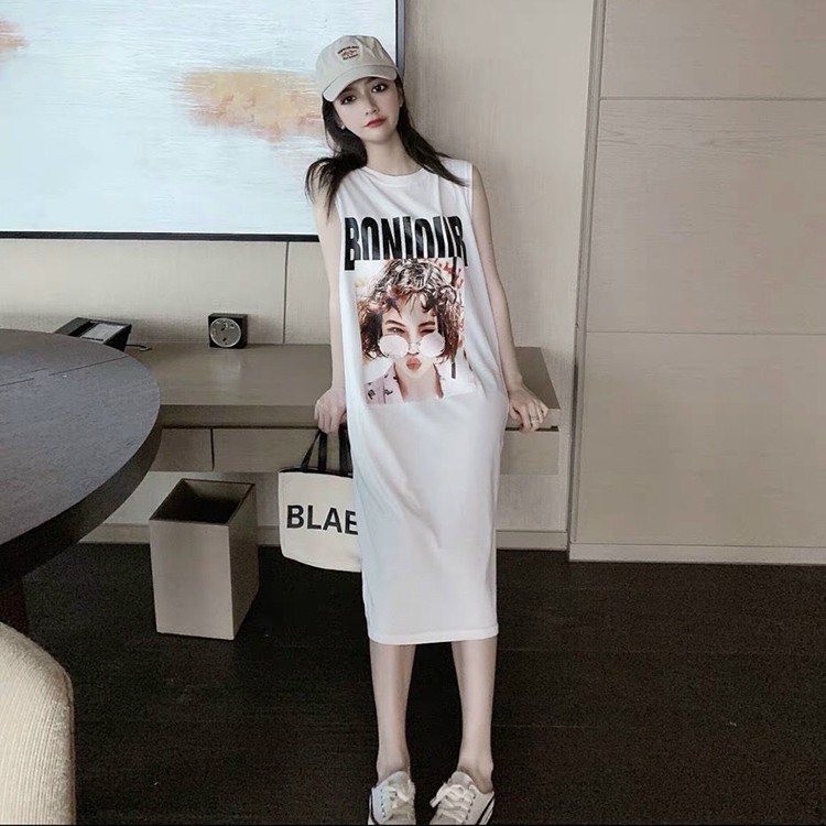 Váy Suông Họa Tiết Cô Gái BoNi Sát Nách Đầm Dài Chất Cotton Co Dãn | BigBuy360 - bigbuy360.vn