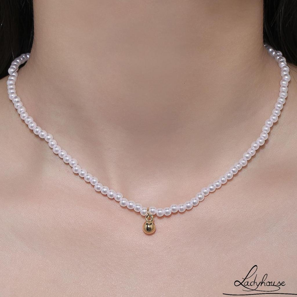 Vòng Cổ Chuỗi Hạt Ngọc Trai Ngắn Màu Trắng Thời Trang Cho Nữ