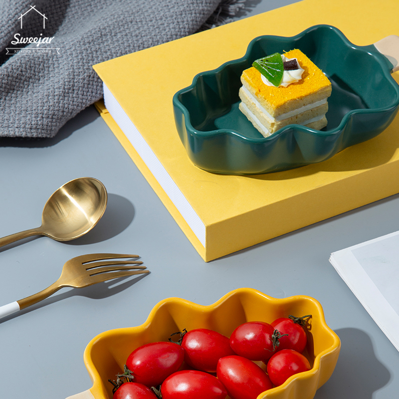 SWEEJAR Khay Đựng Thức Ăn  Bằng Gốm Có 1 Tay Cầm Thiết Kế Hình Cây Thông Giáng Sinh Đáng Yêu