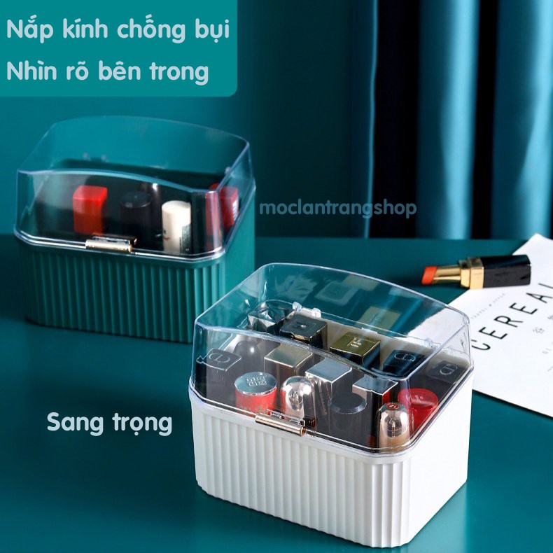 Hộp đựng son 15 ô nắp kính trong suốt sang trọng phong cách Châu Âu