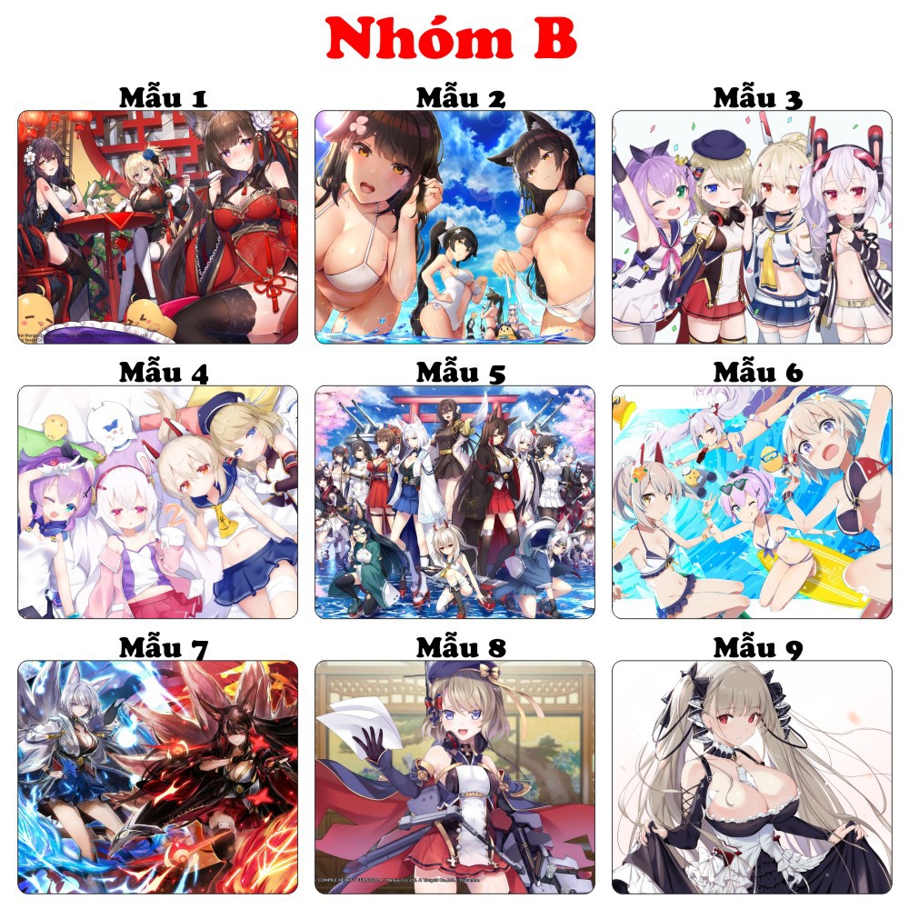 &lt;18 mẫu&gt; Lót chuột máy tính Anime Games Azur Lane cỡ bàn di chuột lớn 20x24cm chất liệu mouse pad cao su