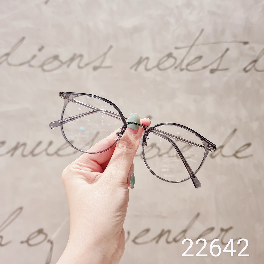 Gọng kính cận nữ LILYEYEWEAR mắt tròn kim loại gọng mảnh màu sắc thời trang 22642
