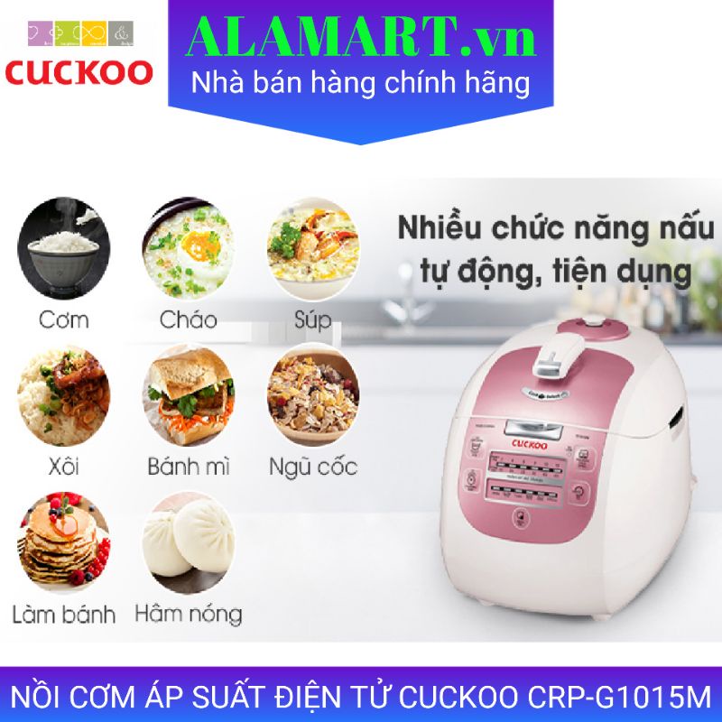 Nồi cơm Áp suất Điện tử CUCKOO CRP-G1015M 1.8L  dùng cho 4 - 8 người ăn 1 kg gạo