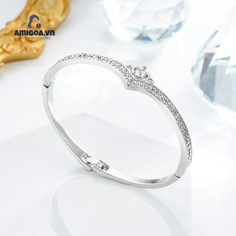 ✨✨Vòng Tay Đính Đá Kim Cương Hình Trái Tim Thời Trang Cho Nữ