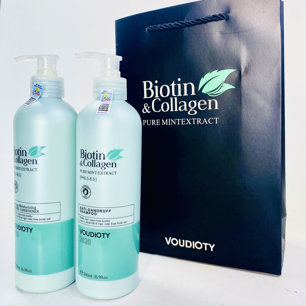 Cặp Dầu Gội Dầu Xả BIOTIN COLLAGEN VOUDIOTY 500ML - Giảm Rụng Tóc Phục Hồi Tóc Khô Xơ, Hư Tổn BIOTIN MỚI 2020