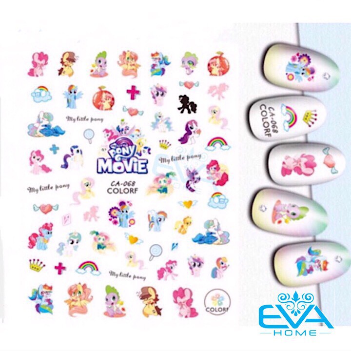 Miếng Dán Móng Tay 3D Nail Sticker Tráng Trí Hoạ Tiết Ngựa Hồng Pony CA068