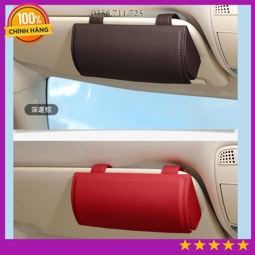 Hộp đựng kính trên xe hơi phiên bản cao cấp, Hộp kính da PU cao cấp hút nam châm nhiều màu thời trang