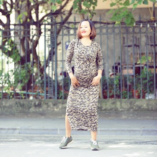 Váy cotton body thu đông bầu và cho con bú