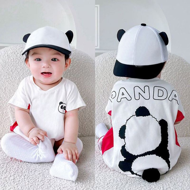 Bộ Áo Liền Quần Tay Lỡ Có Đuôi Và Vớ In Họa Tiết Động Vật Dễ Thương Cho Bé Sơ Sinh