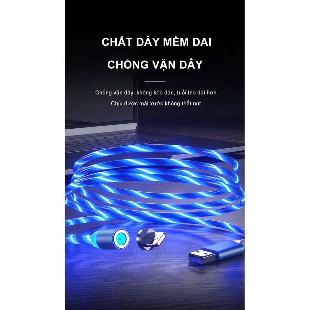 Dây cáp sạc lightning, Samsung type c, micro usb android, dây cáp sạc điện thoại nam châm có đèn Led chính hãng giá rẻ