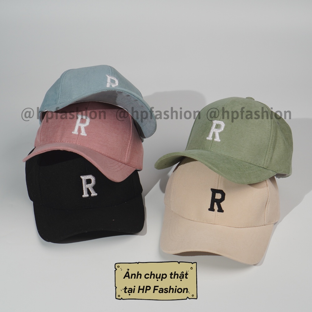 Mũ lưỡi trai ❤️ Nón kết thêu chữ R chất nỉ nhung cao cấp form unisex nam nữ N43