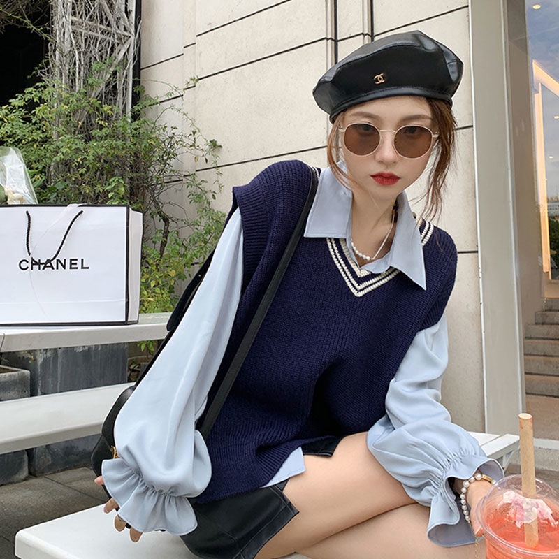 Áo khoác gile NZN dệt kim cổ chữ V thời trang dành cho nữ