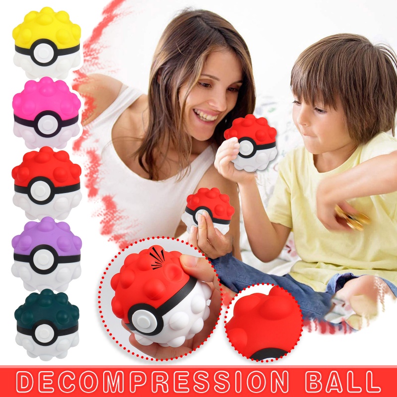 (MỚI) Đồ chơi bóp hình quả bóng Pokeball 3D đàn hồi giảm stress