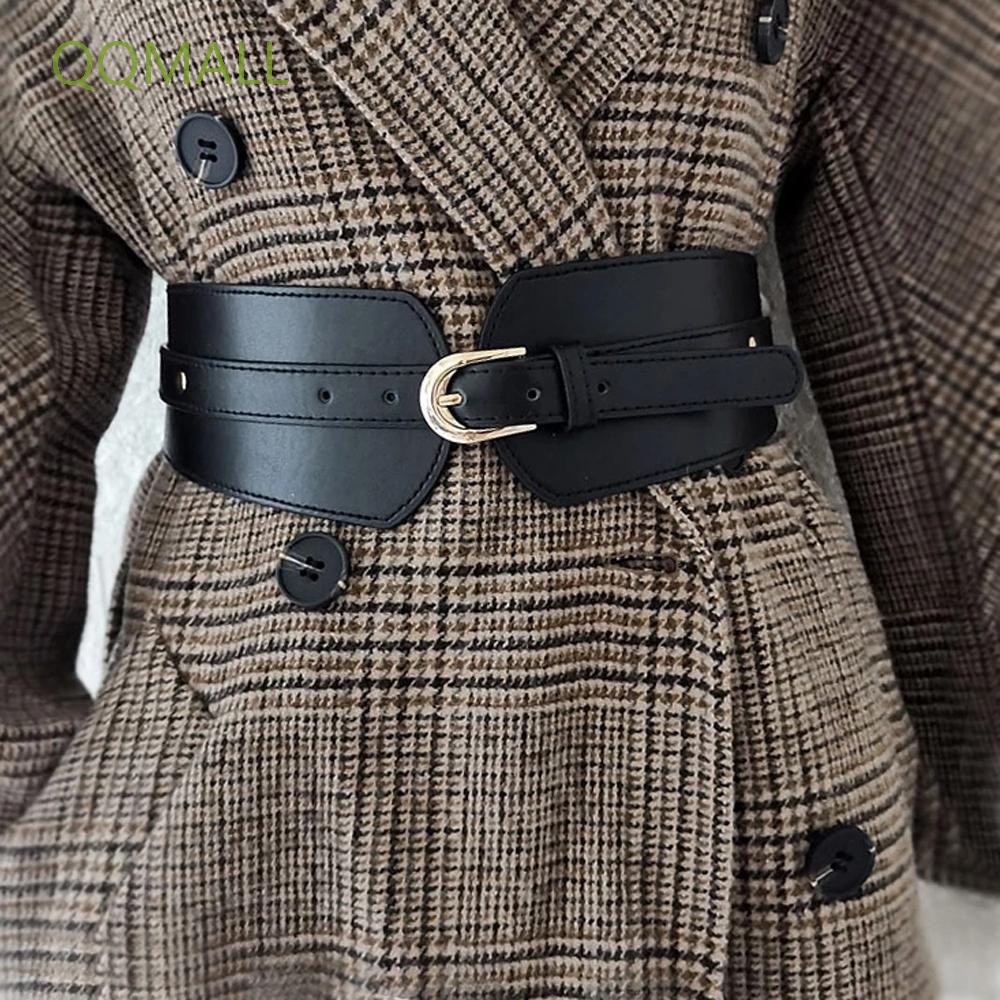 Thắt Lưng Giả Da Màu Trơn Khóa Lớn Phong Cách Vintage Thời Trang Cho Nữ
