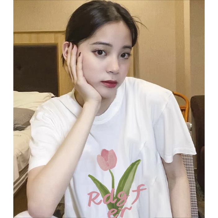 Áo thun SELVZE cotton ngắn tay dáng rộng in họa tiết kiểu cổ điển Mỹ chất lượng cao cho nữ