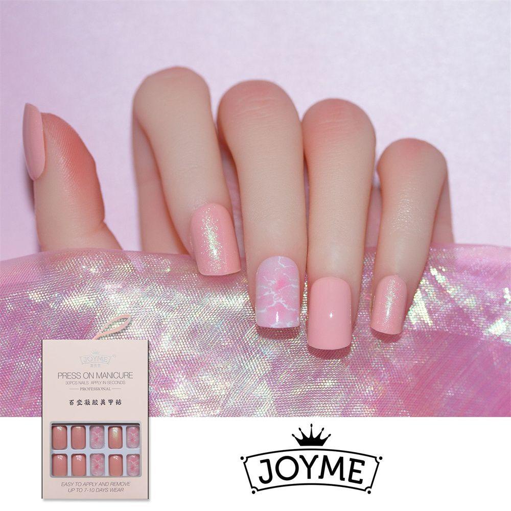 Bộ Móng Tay Giả Hình Vuông Bằng Acrylic Che Phủ Toàn Diện Có Thể Tháo Rời