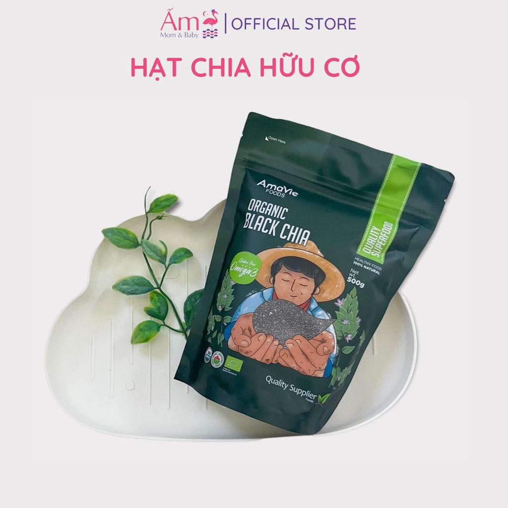 Hạt Chia Hữu Cơ Amavie Food Organic Black Chia Ăn Dặm Tốt Cho Sức Khỏe Mẹ Và Bé 70g/150g Ấm Gift Decor