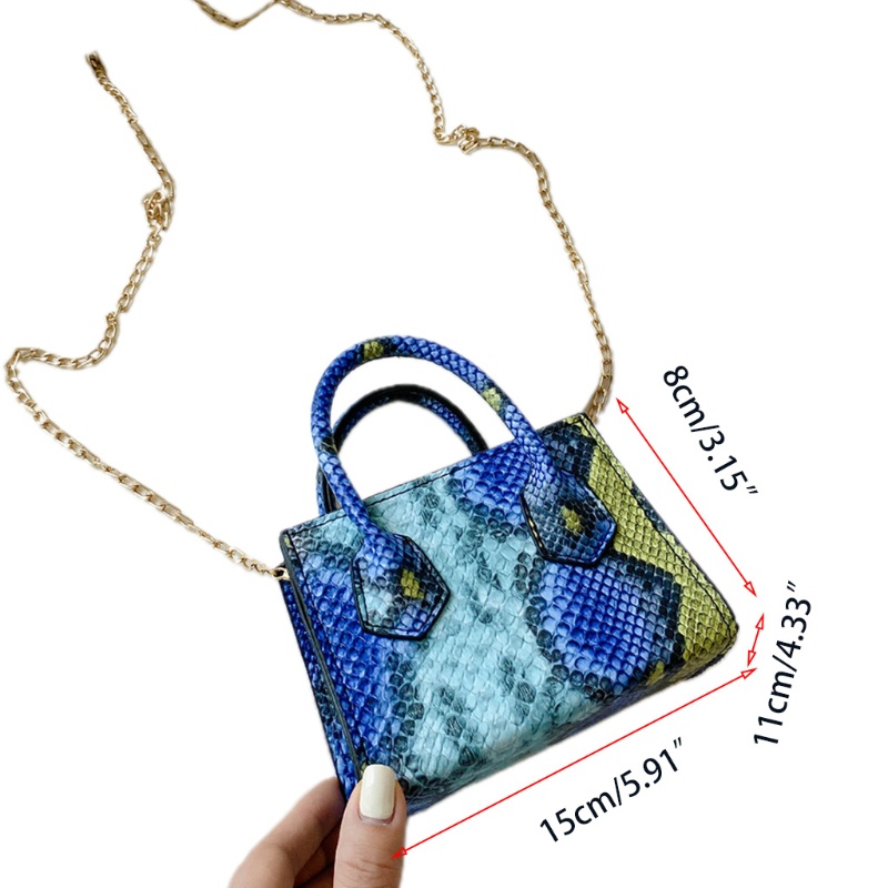 Túi Đeo Chéo Da PU Hình Vuông Mini In Họa Tiết Da Rắn Dành Cho Nữ