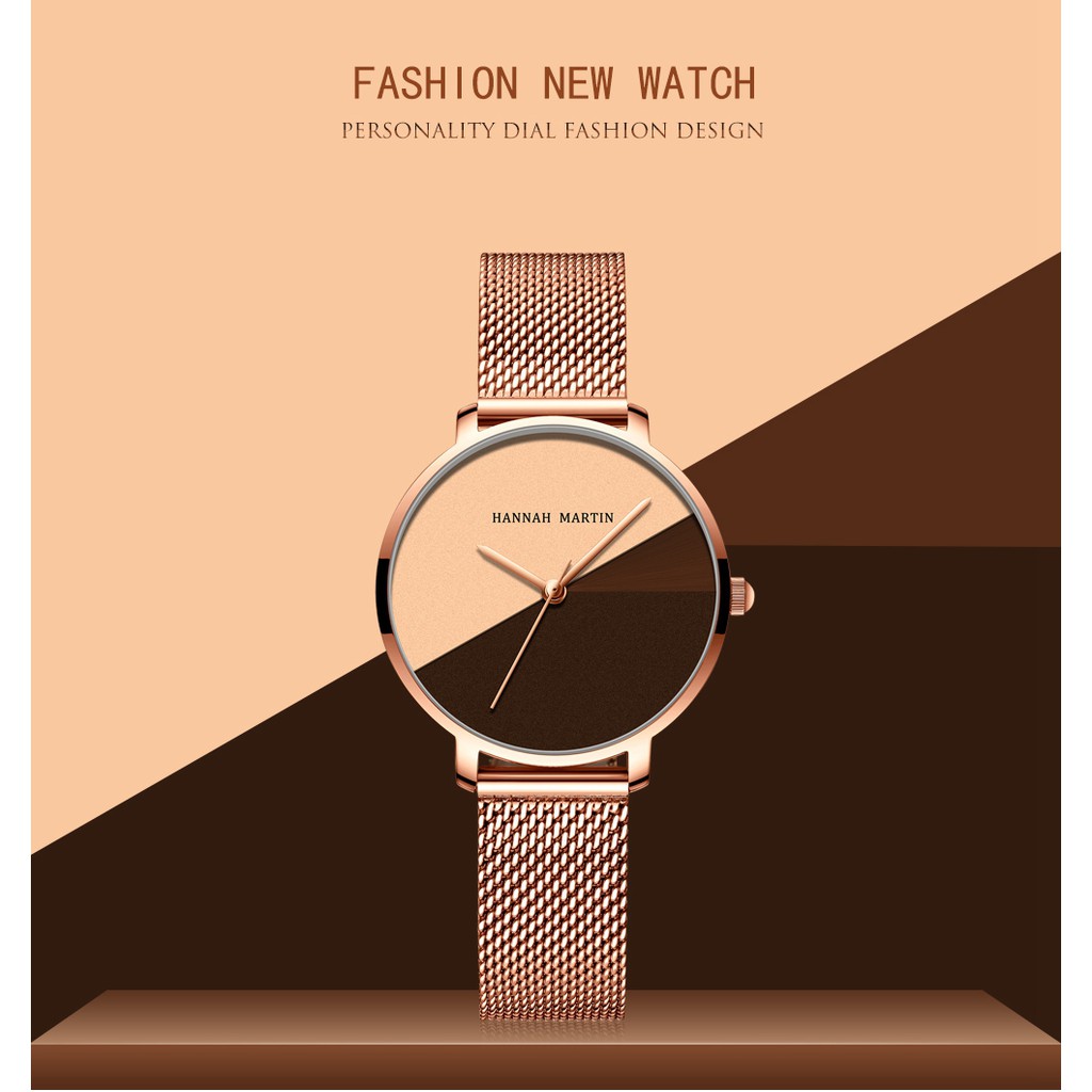 Đồng hồ nữ Hannah Martin Chính Hãng - Model HM-133WF - dây thép không gỉ - bảo hà