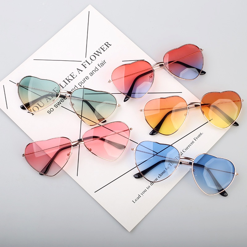 Kính trái tim Gọng kim loại viền mỏng Màu sắc đáng yêu D144