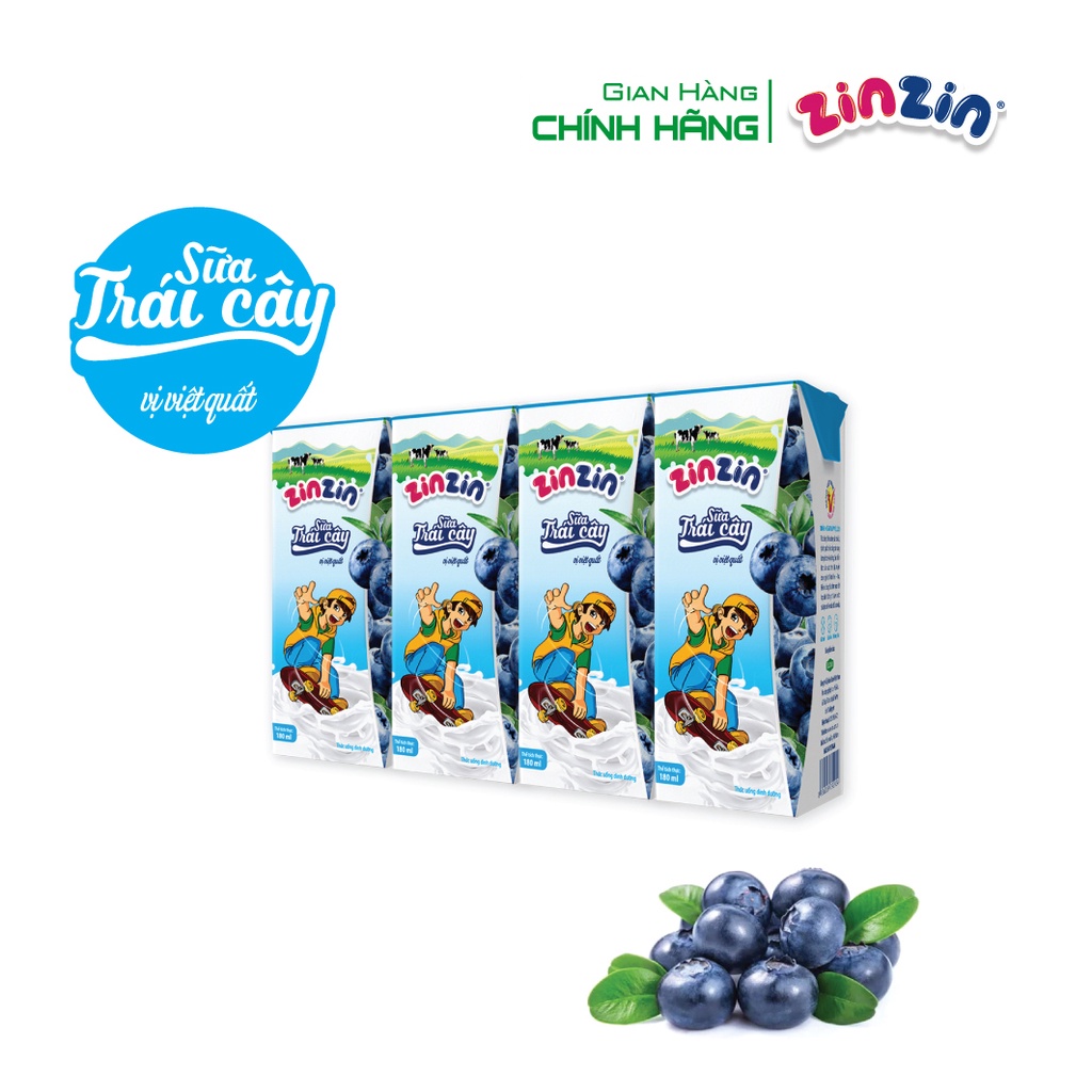 Thùng 48 hộp Sữa trái cây ZinZin vị việt quất 180ml - Siêu ưu đãi