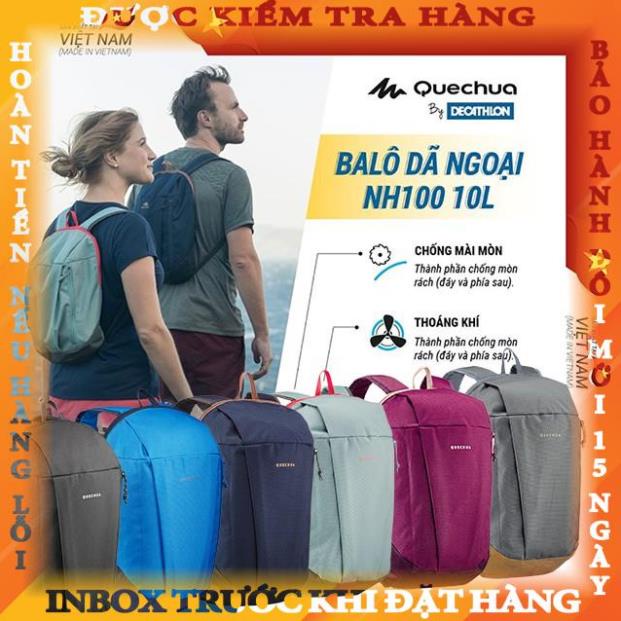 Balo QUECHUA dã ngoại nh100 DECATHLON 10 lít nhỏ gọn - full đen trangoc