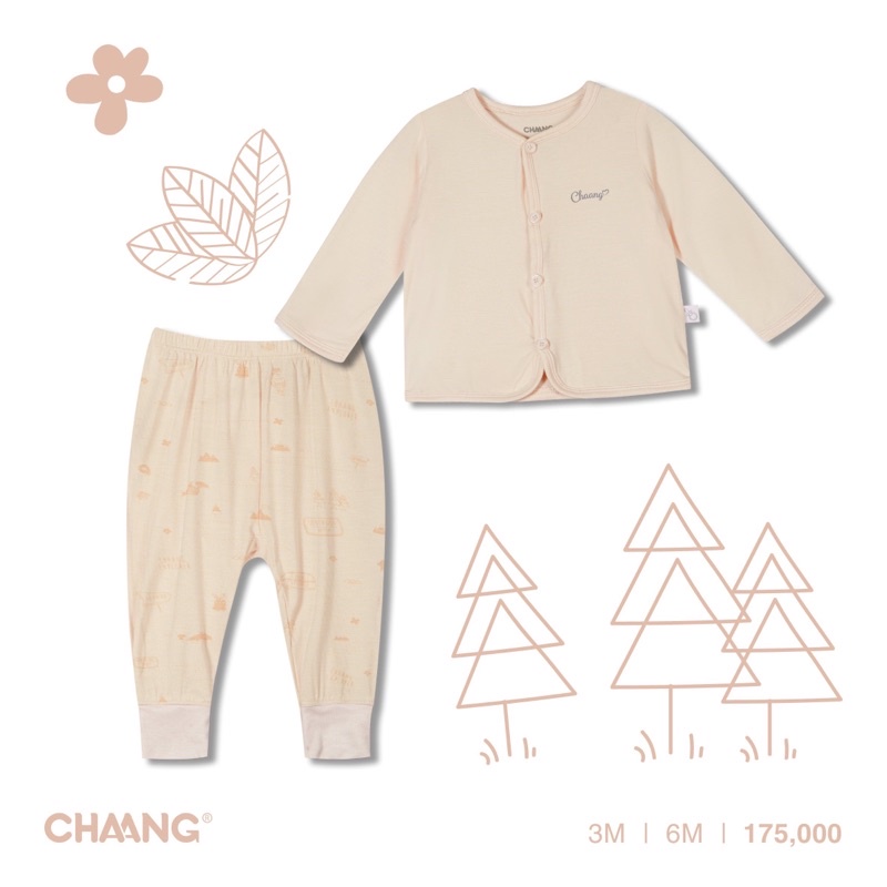 Bộ dài tay cúc giữa sơ sinh Chaang- BST sơ sinh Jungle Chaang