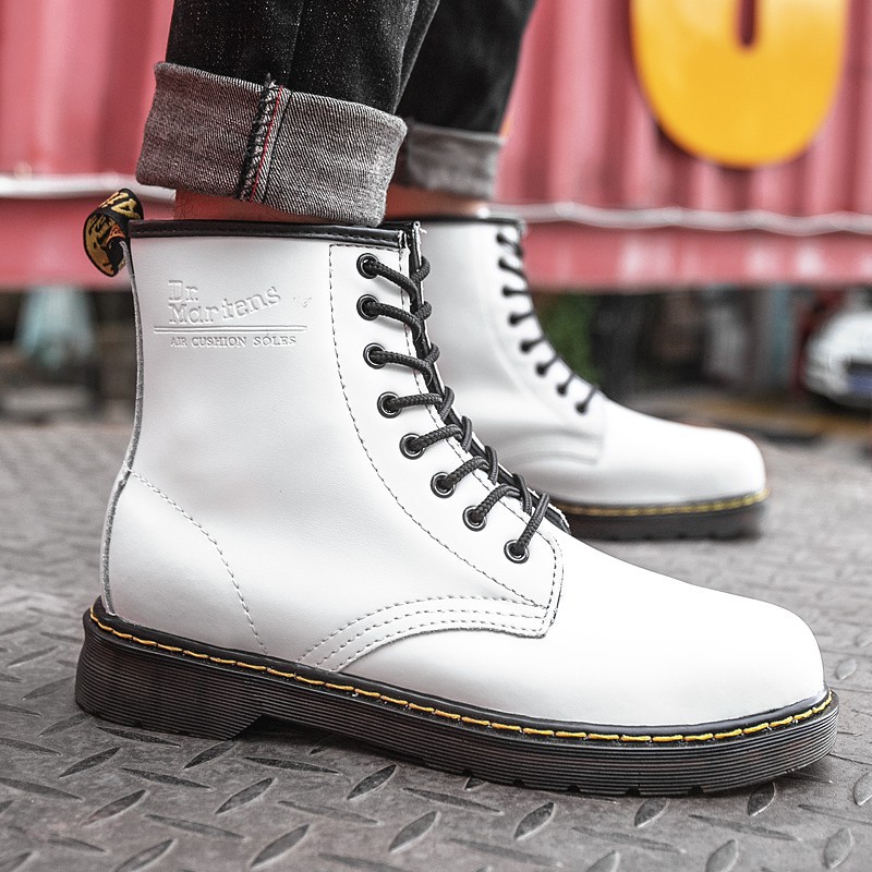 Giày bốt kiểu cao bồi Dr. Martens1460 màu trắng thời trang phong cách retro dành cho nam và nữ : .