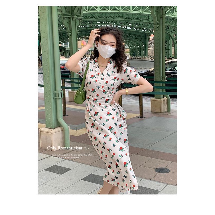 Đầm Hoa Tay Phồng Cổ Bẻ Phong Cách Pháp Cổ Điển Thời Trang Mùa Hè Mới Cho Nữ 2022