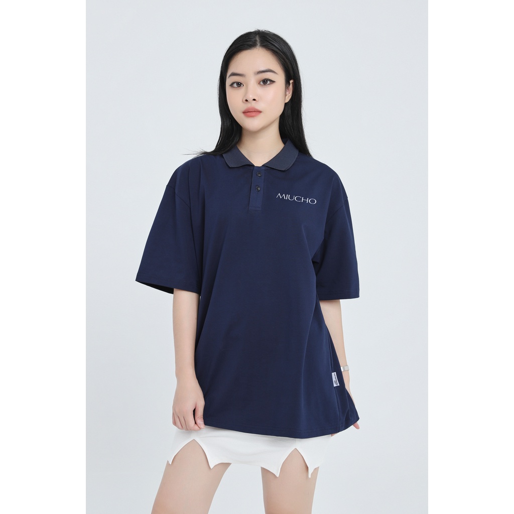 Áo polo nữ form rộng, áo thun polo nữ có cổ đẹp chất cotton form unisex PL041 Miucho in name