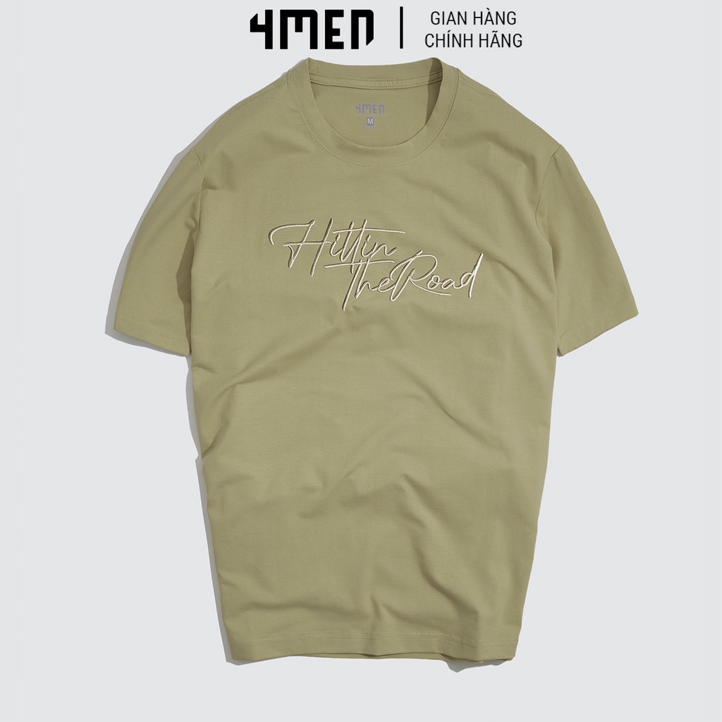 Áo thun nam cổ tròn đẹp 4MEN AT052 ngắn tay, thêu chữ nổi ấn tượng, vải cotton cao cấp thoáng mát | BigBuy360 - bigbuy360.vn