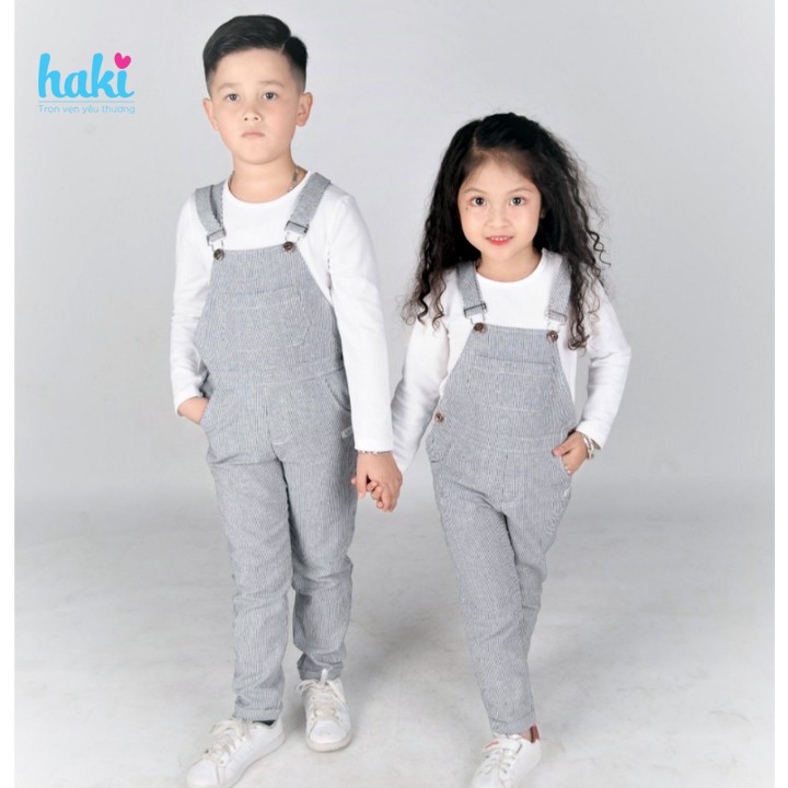 Quần yếm cho bé trai bé gái linen kẻ sọc HAKI-HK040