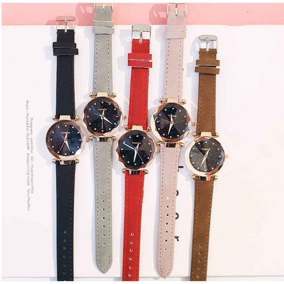 [CỰC ĐẸP] ĐỒNG HỒ NỮ DÂY DA CANDY CAT MẶT KIM TUYẾN 3D NGỌC NHÂN TẠO CỰC HOT DHD183