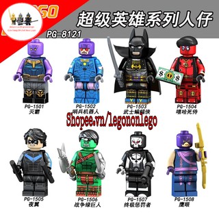 Minifigure các nhân vật lego Marvel DC BatMan Robin Deadpool Hulk Thanos,.. PG8121