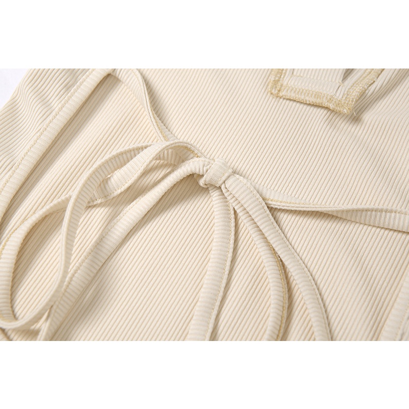 DUNEA Đầm Tay Ngắn Dáng Ôm Hở Lưng Xẻ Tà Quyến Rũ Dành Cho Bạn Nữ