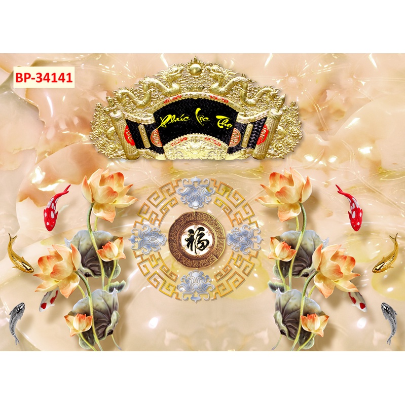 Tranh dán tường 3D vải lụa 3d cao cấp giành cho phòng thờ