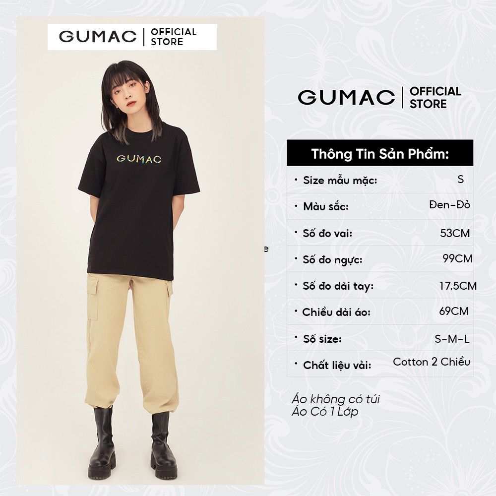 [Mã WABRGU72 giảm 10% tối đa 50k đơn 250k] Áo thun nữ in chữ Gumac form basic trẻ trung, thời trang unisex ATB388