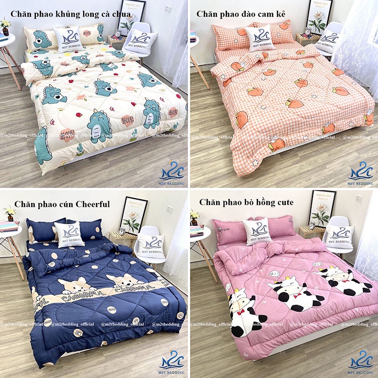 Chăn phao trần bông siêu nhẹ, mền cotton poly họa tiết đáng yêu kích thước 1m8x2m