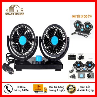 Quạt ô tô - quạt đôi mini 12v để trên ô tô
