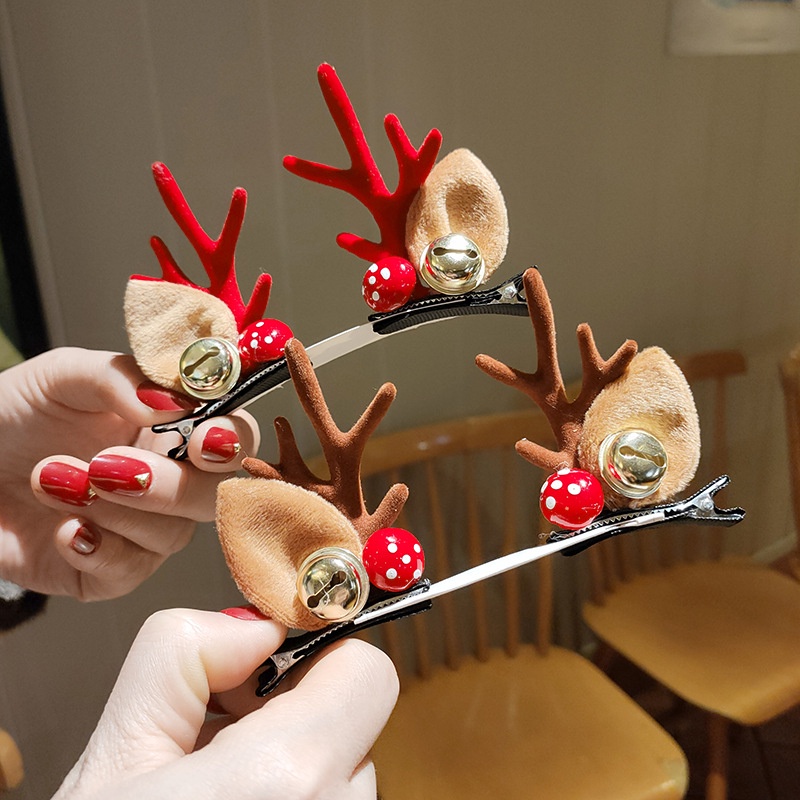 Bộ kẹp tóc hình sừng tuần lộc dễ thương cho bé gái