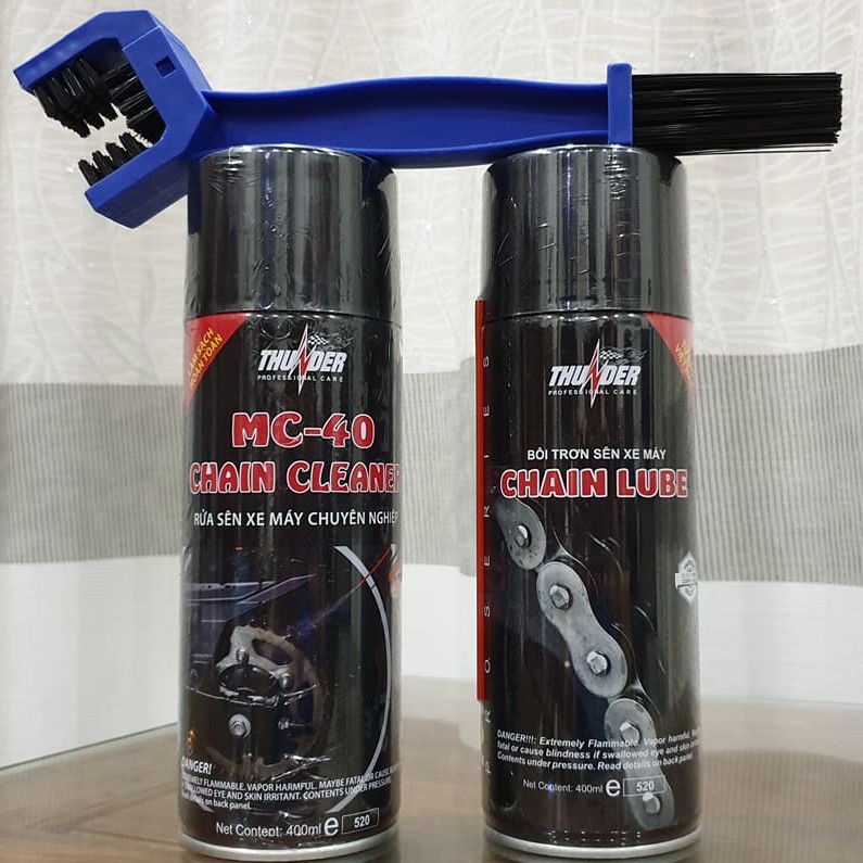 COMBO BỘ VỆ SINH BẢO DƯỠNG XÍCH SÊN THUNDER CHAIN LUBE &amp; CLEANER ( 3 món )